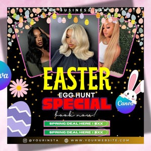 April Booking Flyer DIY Template, Customizable April Flyer, DIY Canva Template for Makeup, Hair, Lashes, Nails, Easter Booking Flyer, Spring