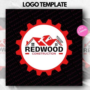 Construction Logo, Canva DIY Logo Design Template, Home Builder Logo, House Improvement Logo, Contractor Logo, Premade Roofing Business Logo
