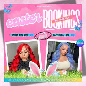 April Booking Flyer, Spring Booking Flyer, Easter Flyer, April Hair, Spring Books Open, April Book Now, April Lashes Nails Braid Wig Flyer