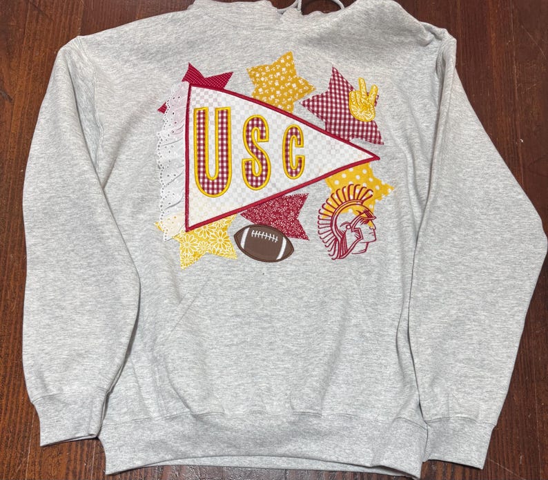 Custom Applique Team Spirit Sweatshirt: Pennant & Stars Embroidery image 8