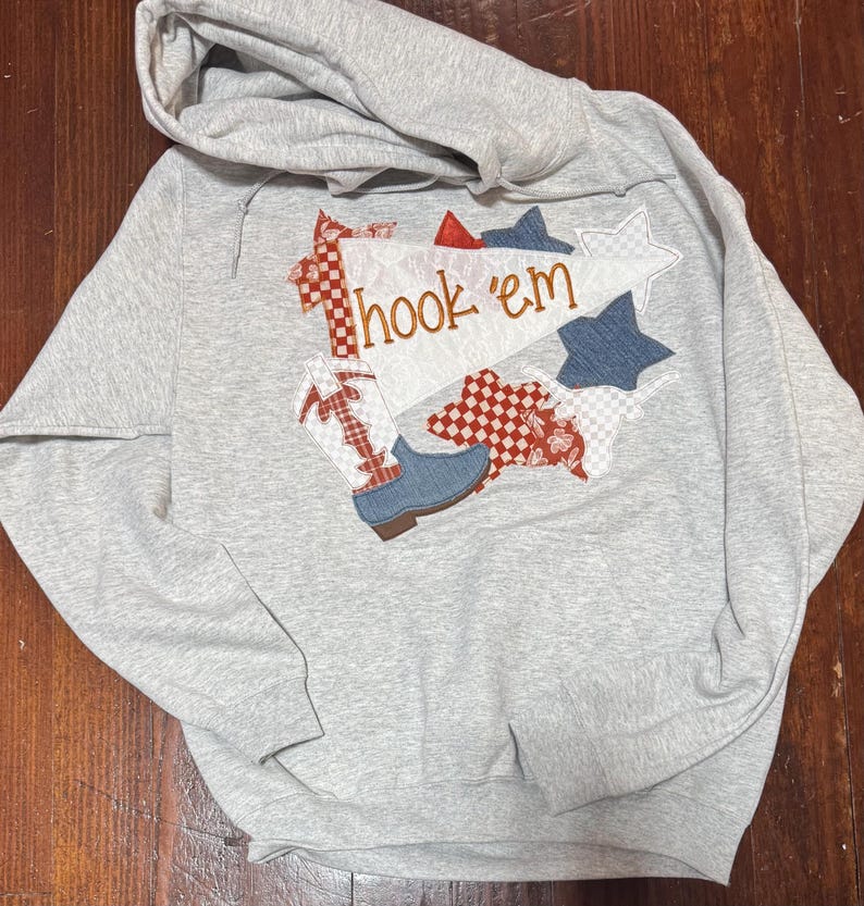 Custom Applique Team Spirit Sweatshirt: Pennant & Stars Embroidery image 4