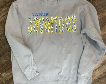 Custom Applique School Spirit Sweatshirt: Embroidered Team Mascot