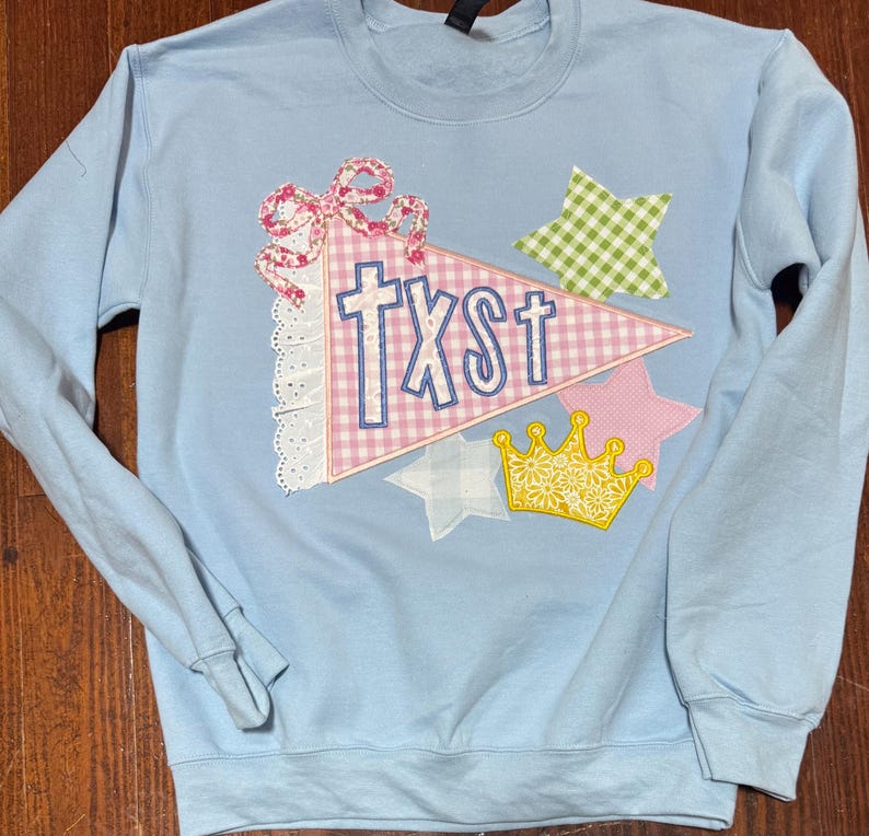 Custom Applique Team Spirit Sweatshirt: Pennant & Stars Embroidery image 7