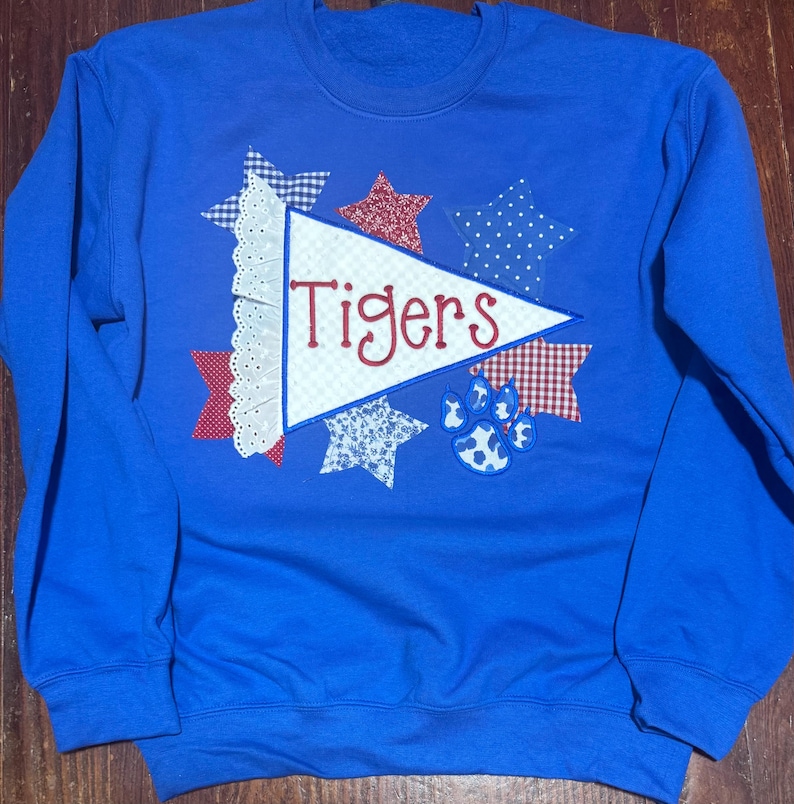 Custom Applique Team Spirit Sweatshirt: Pennant & Stars Embroidery image 10