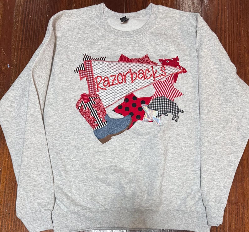 Custom Applique Team Spirit Sweatshirt: Pennant & Stars Embroidery image 5