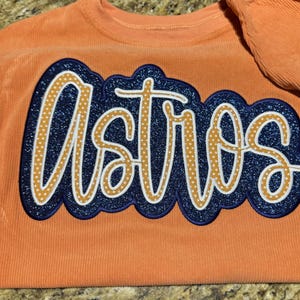 Felpa ricamata Houston Astros: girocollo con applicazione Team Spirit