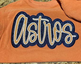 Embroidered Houston Astros Sweatshirt: Applique Team Spirit Crewneck