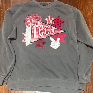 Custom Applique Team Spirit Sweatshirt: Pennant & Stars Embroidery image 9