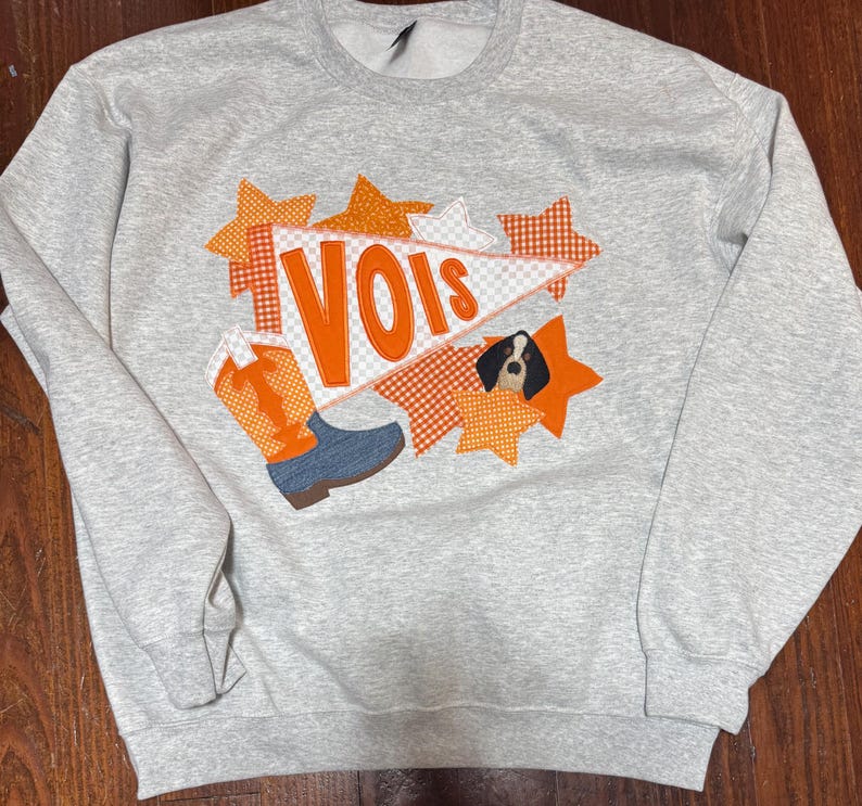 Custom Applique Team Spirit Sweatshirt: Pennant & Stars Embroidery image 3