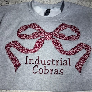 Custom Spirit Sweatshirt Embroidery Applique, Team Spirit, School Sweatshirt, Varsity Letter Sweatshirt, Big Bow Sweatshirt, Coquette