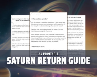 Saturn Return Astrology Guide, Printable eBook, House Transits