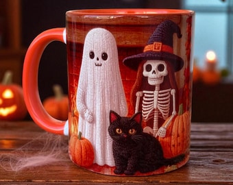 Embroidered Ghost Mug: Halloween Spooky Family Coffee Cup