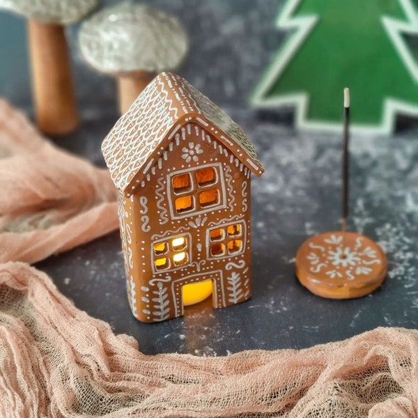 Gingerbread house candle holder, Gingerbread house incense burner, Gingerbread house,Christmas incense burner, gingerbread house cone burner