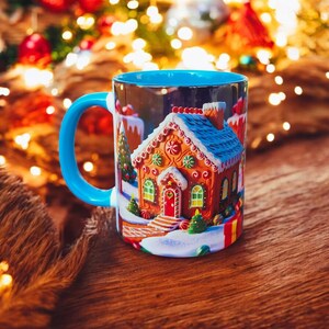 Cookie House Mug, Cute Mug, Christmas Mug, Holiday Gift Mug, Winter Mug, Gingerbread House Mug, Hot Beverage Mug, Porcelain Mug, Festive Mug