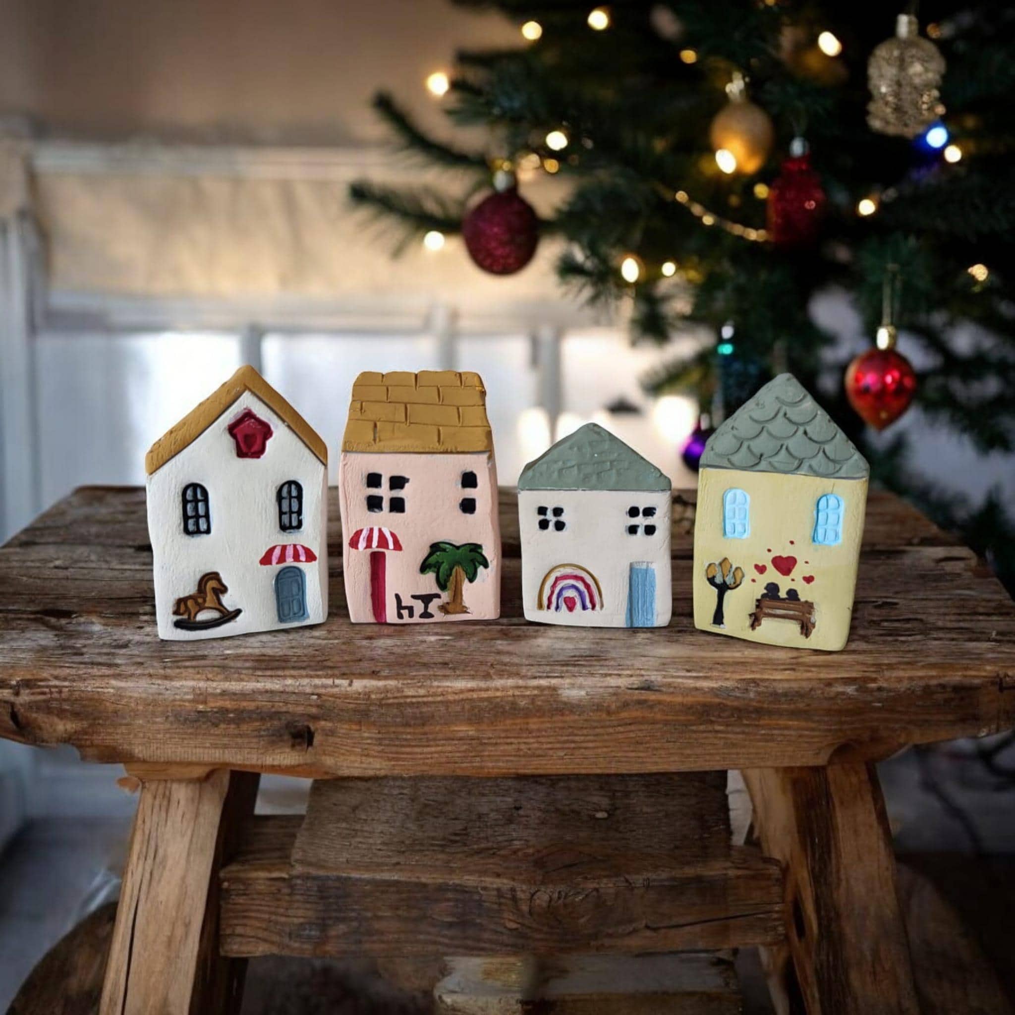 Handmade Miniature Ceramic Christmas Houses: Rustic Holiday Decor - Etsy