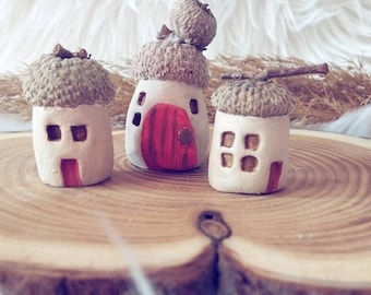 Mini Ceramic House. Italian Houses Set of 3, Little House, Tiny House, Ceramic Houses, Miniature House, Fairy House, Clay Houses.