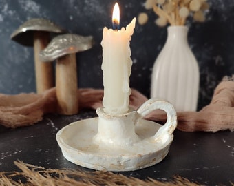 Tumbled Candlestick|  Hand Thrown Candlestick Holder| Handmade and Hand painted| Elegant Home Decor Accents