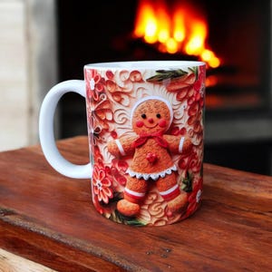 Gingerbread Mug, Holiday Gingerbread House Cup, Christmas Themed Ceramic Mug, Festive Hot Chocolate and Coffee Mug, Cute Gingerbread Gift