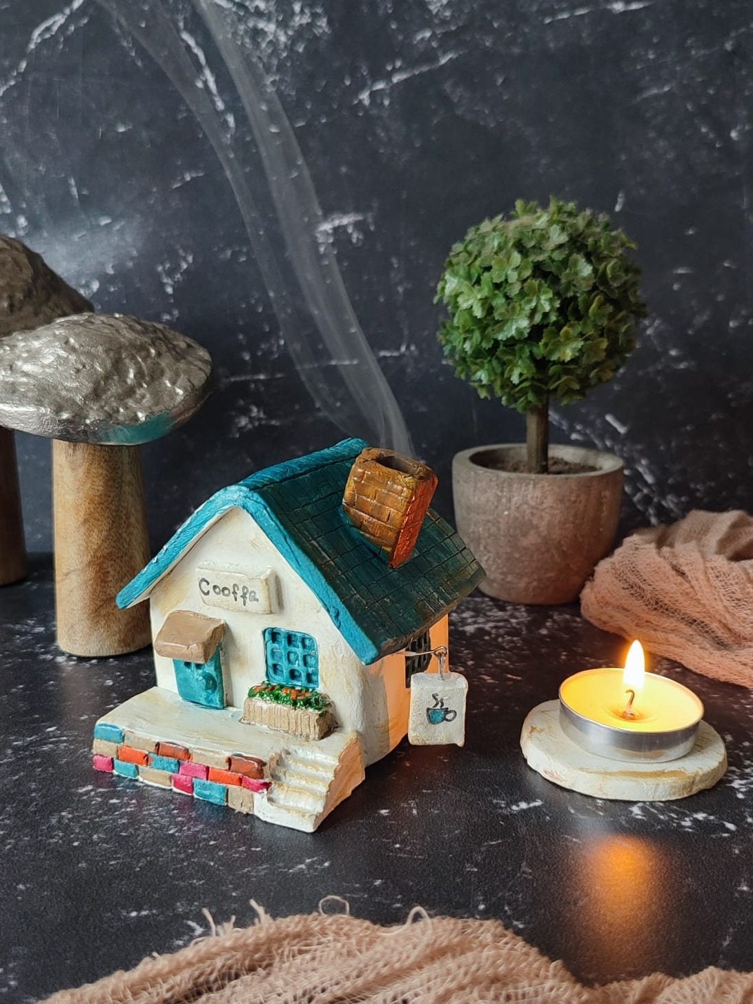 【Motif 】COTTAGE INCENSE POT Natural motif Cottage Incense Pot | BindleStore.