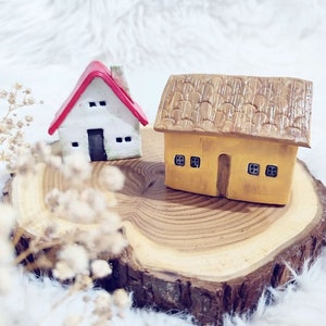 Tiny Ceramic Houses , Set Of 2, Little House, Tiny House, Ceramic Houses, Miniature House, Fairy House, Clay Houses, Rustic House