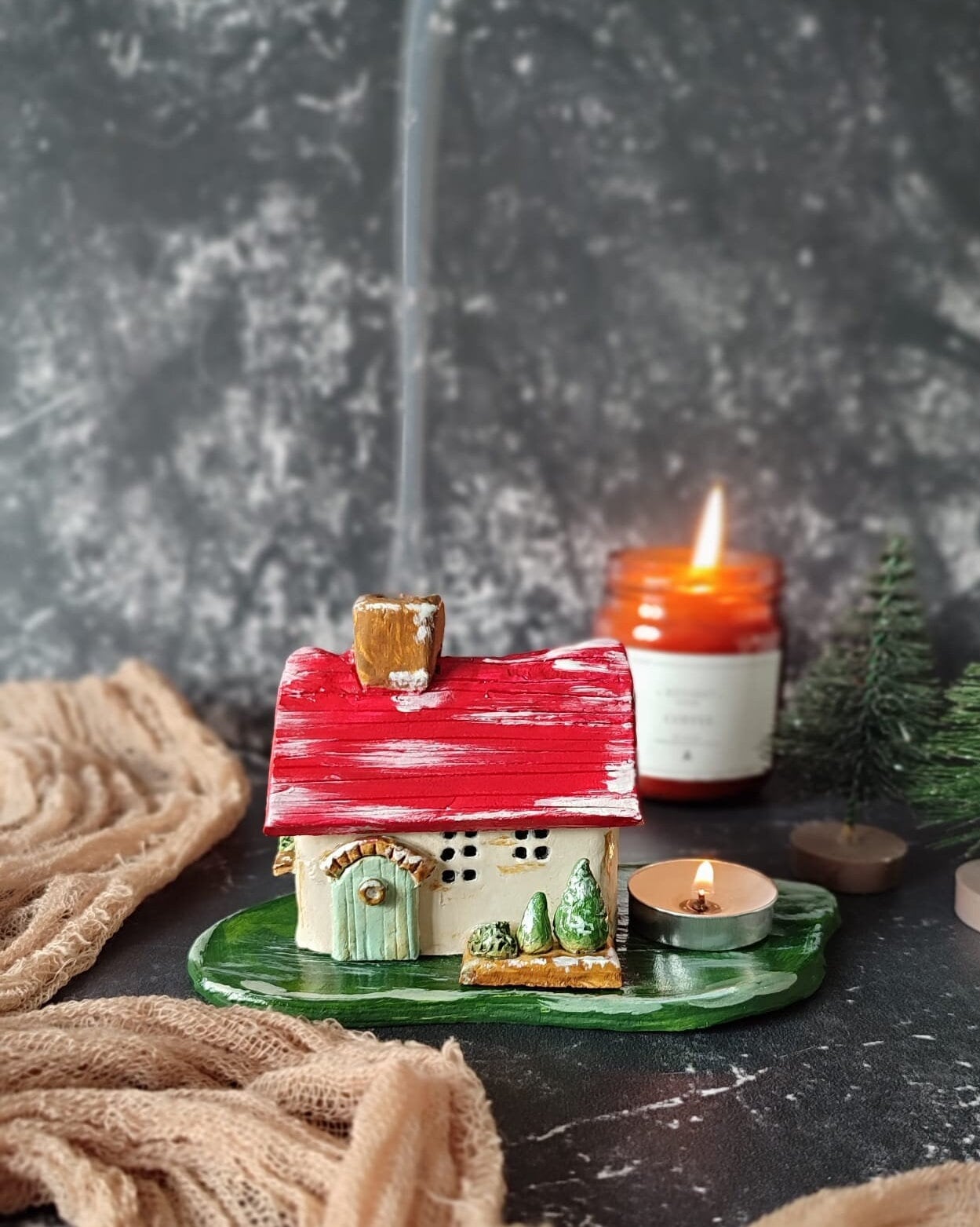 Handmade Ceramic Incense Burner House: Whimsical Home Decor Gift