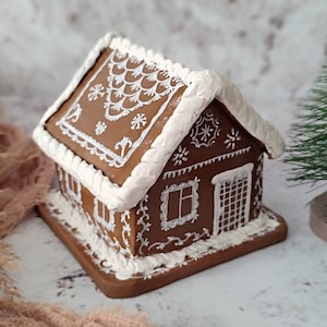 Ceramic House, Ceramic Gingerbread House, Handmade Miniature Fantasy House, Cottage Decor, Fairy House, Christmas gifts, gingerbread house
