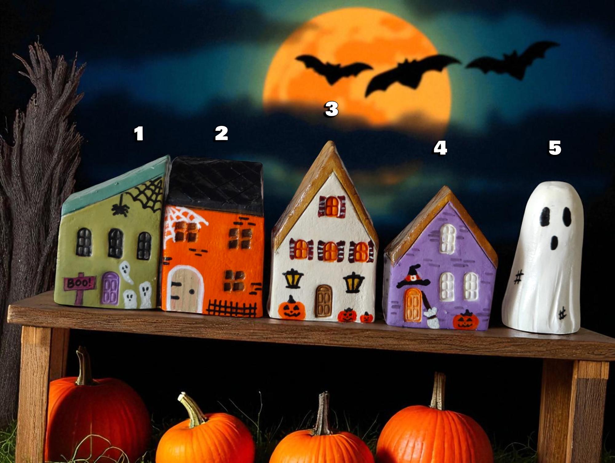 Halloween Geisterhaus Dekoration – Mit Kürbis, Grabstein & Spinnen, Ca. 17 Cm Hoch, Für Tisch & Regal