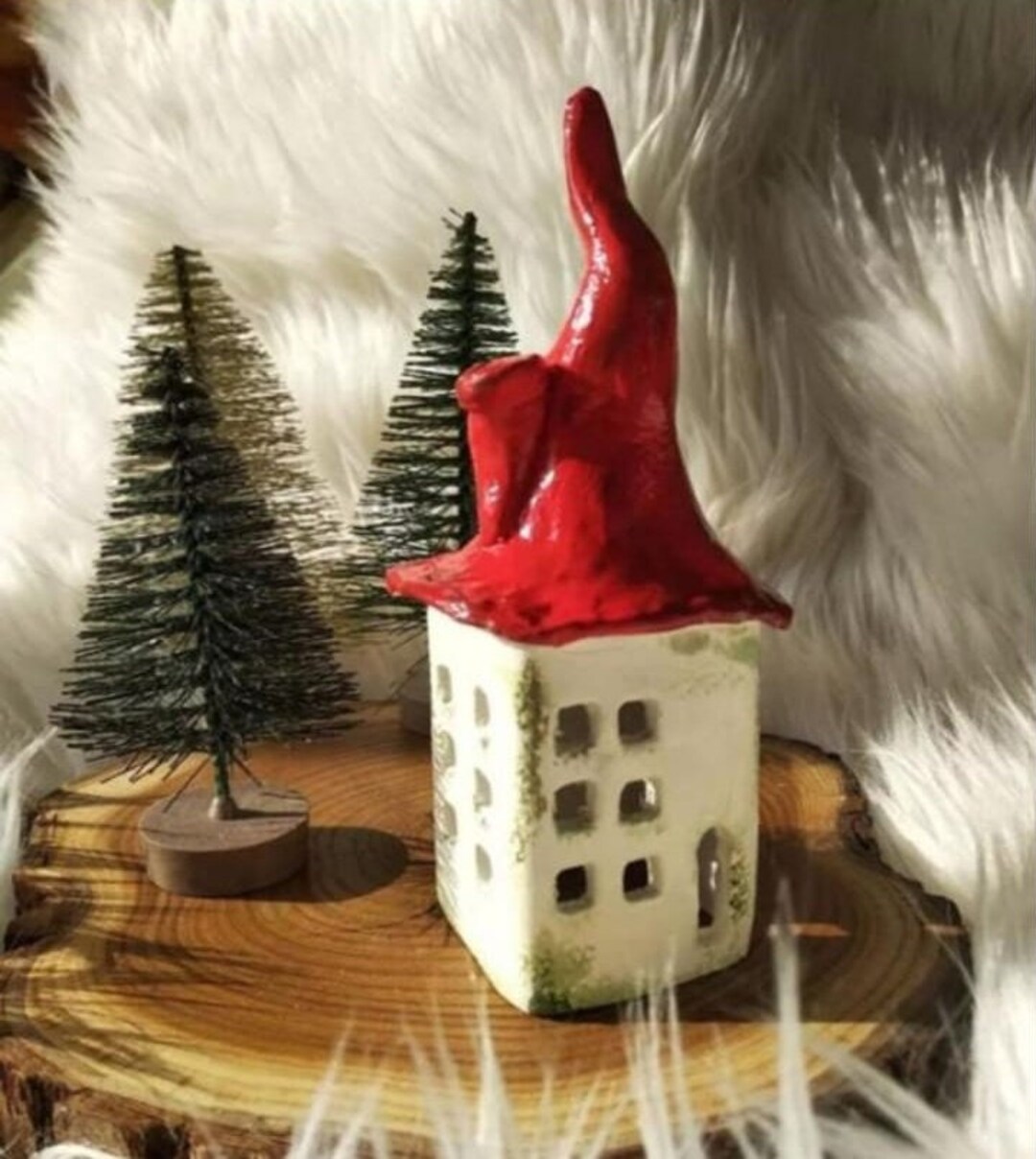 Ceramic Mushroom House Night Light: Miniature Fairy Garden Decor - Etsy