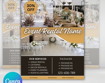 Flyer Template Event Venue Rental Advertisement Flyer Wedding Venue Business Editable Canva Template Flyer Rental Offer Party Venue Rental