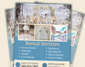 Event Rental Flyer: Venue & Wedding Template (Canva Editable)