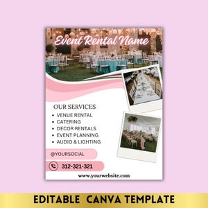 Party Rental Flyer Venue Rental Flyer Event Center Flyer Business Flyer Design for Decor Rentals Event Rental Flyer Event Venue Flyer Space