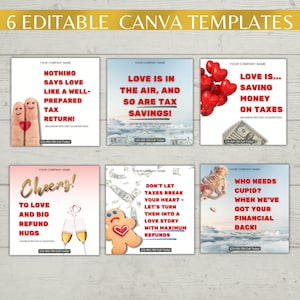 6 Valentine&#39;s Day Tax Prep Bundle Posts, Tax Prep Flyer, Tax Bookings Flyer, Tax Flyer Template, Tax Social Media Template, DIY Tax Flyer