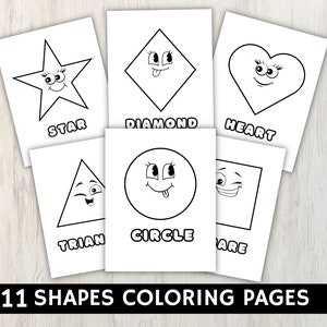 11 Printable Shapes Coloring Pages | shapes activity | Worksheets for Kids | Preschool | Kindergarten Homeschool | Digital