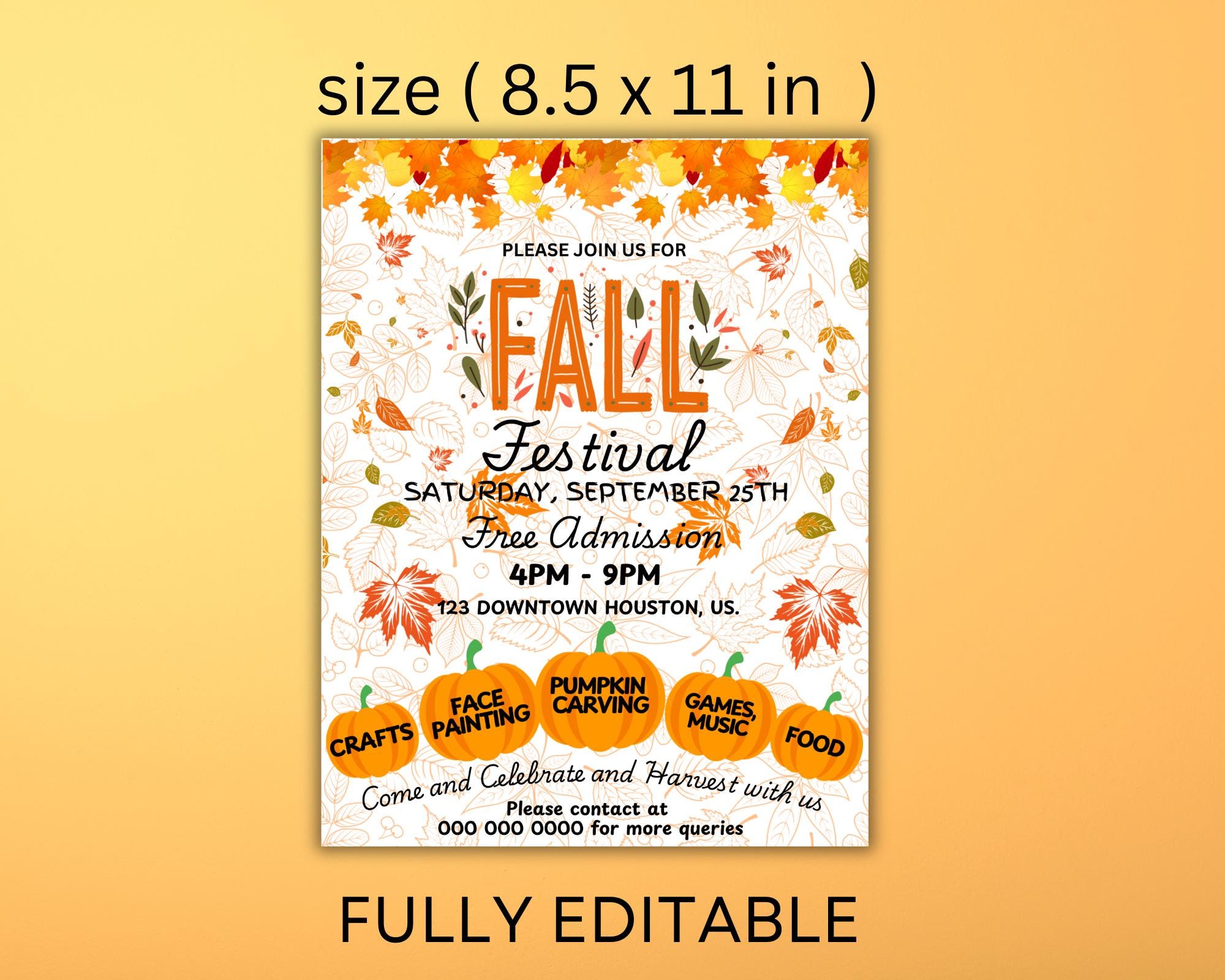 Fall Festival Flyer, Fall Fest Invitation Flyer, Fall Harvest Festival ...