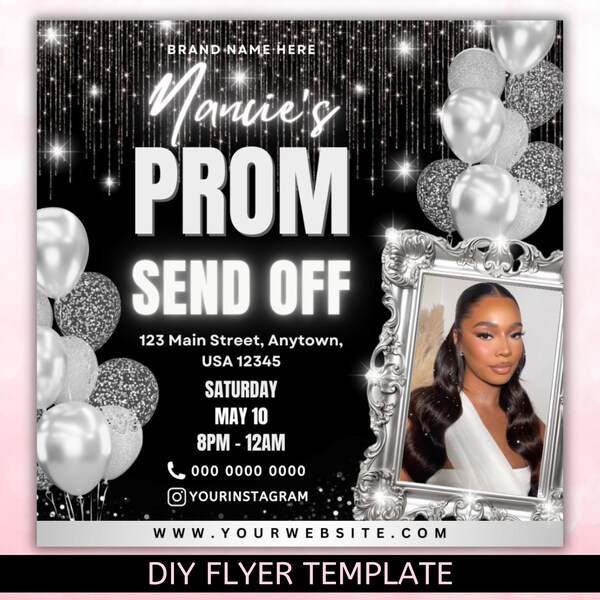 Prom Send Off Flyer, Prom Send Off Invitation Flyer, Prom Special Flyer, Prom Season Flyer, Prom Event Flyer, Canva Editable Template