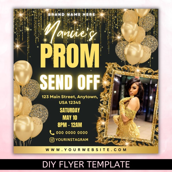 Prom Send Off Flyer, Prom Send Off Invitation Flyer, Prom Special Flyer, Prom Season Flyer, Prom Event Flyer, Canva Editable Template