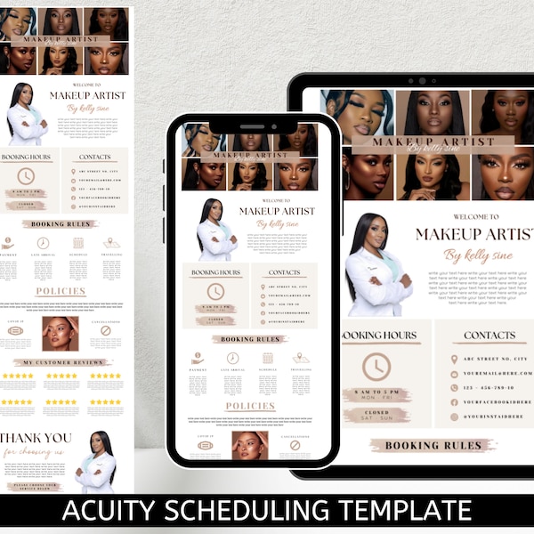 Acuity Scheduling Site Template, Makeup Artist Booking Site Template, Editable DIY Booking Site Template, Hair Stylist Acuity Template