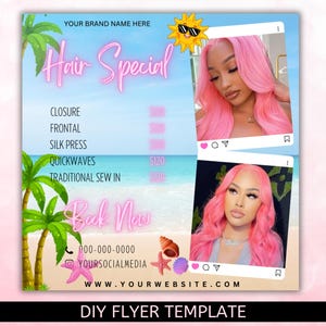 Hair Special Flyer, Hair Price List flyer, Hair Salon Wig Sale Price List Flyer, Hairstylist Wig Install Flyer, Hair Flyer, Canva