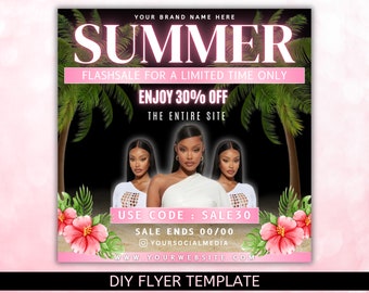 Summer Sale Flyer, Summer  Flash Sale Flyer, Summer Special Sale Flyer, Summer Flyer, Canva Editable Template