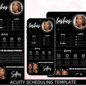 Lash Tech Acuity Scheduling Template, Lash Extension Design Beauty Salon Minimal Acuity lash Scheduling Web, Editable, black and white
