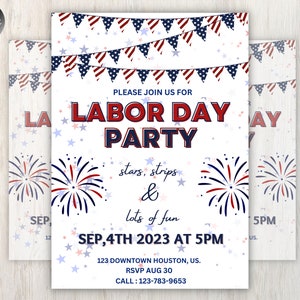 Labor Day BBQ Party Invite, Labor Day Party Invitation Flyer, Labor Day Flyer, BBQ Party, Party Invite, Holiday flyer, Labour day, canva
