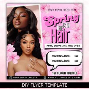 Spring Hair Special Flyer, Hair Price List flyer, Hair Salon Wig Sale Price List Flyer, Hairstylist Wig Install Flyer, Hair Flyer, Canva