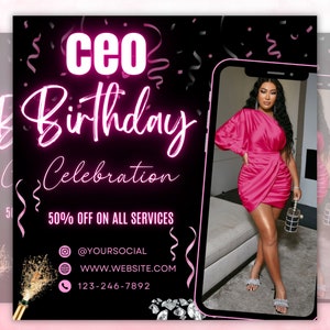 Ceo Birthday Flyer, Birthday Girl, Birthday Template, Birthday Party, Birthday Invitation, Birthday Dinner, Birthday Bash, Birthday Invite