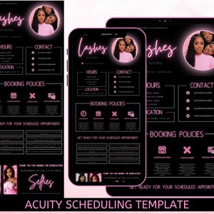 DIY Lash Tech Acuity Scheduling Template, Lash Extension Design Beauty Salon Minimal Acuity lash Scheduling Web, Editable, Pink and black