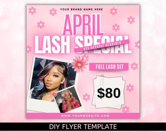 April Lash Special Flyer, Lash Special Deal Flyer, Lash Price List flyer, Spring Lash Special Flyer, Lash esthetician Flyer, Lash deal Flyer