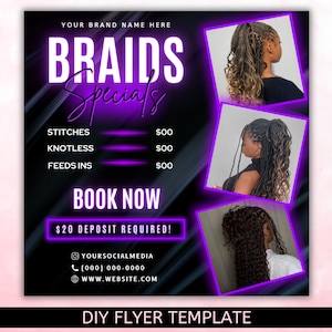 Braids Special Flyer, Braids Flyer, Braids Price List Flyer, Braids ...