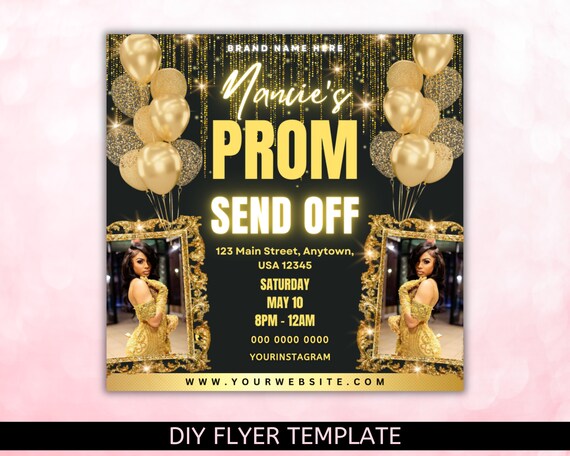 Prom Send Off Flyer, Prom Send Off Invitation Flyer, Prom Special Flyer, Prom Season Flyer, Prom Event Flyer, Canva Editable Template