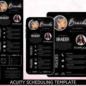 Braids Acuity Scheduling Website Banner Template, Bundle Shop Design Beauty Salon Minimal Acuity Braider Hair Stylist Scheduling Web, Canva