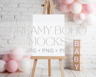 Welcome Sign Mockup, Outside Welcome Sign Mockup, Baby Shower Sign Display, Editable PSD, Baby Girl Party Sign, Digital Download