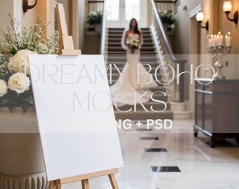 Welcome Sign Mockup, Elegant Welcome Wedding Sign Mockup, Styled Wedding Sign Display, Editable PSD, Wedding Stationery, Digital Download
